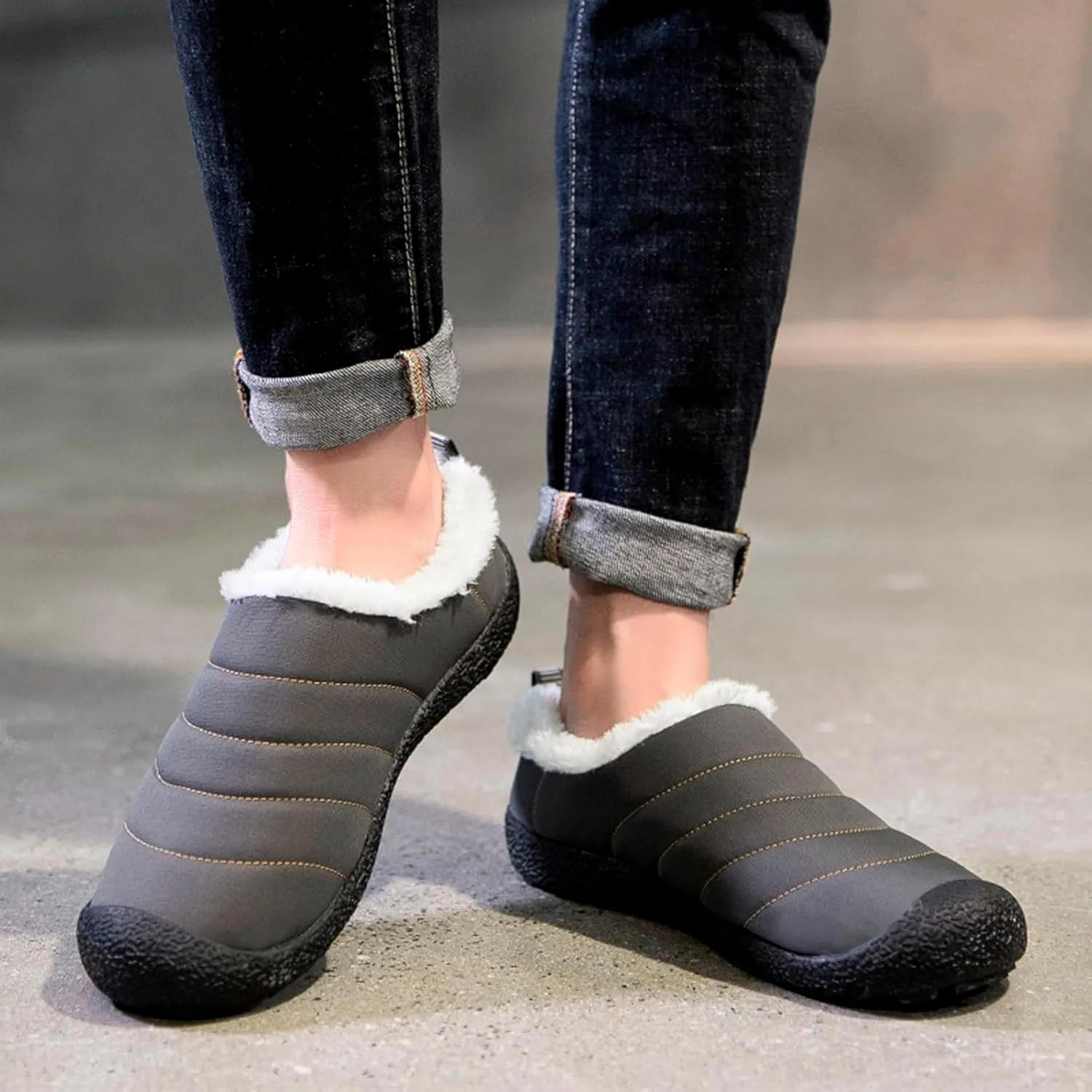 Womens Snow Boots Waterproof Furry Lined Warm Winter Boots Non-Slip Rubber Ankle Booties Classic Slip on Ladies Lightweight Hiking Shoes