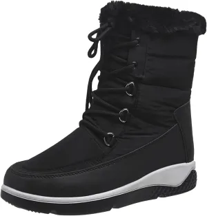 Womens Snow Boots Waterproof Insulated Hiking Womens Waterproof Snow Boots Slip on Furry Winter Boots Woman Winter Leather Knee High Winter Boots Botas Impermeables Para Mujeres