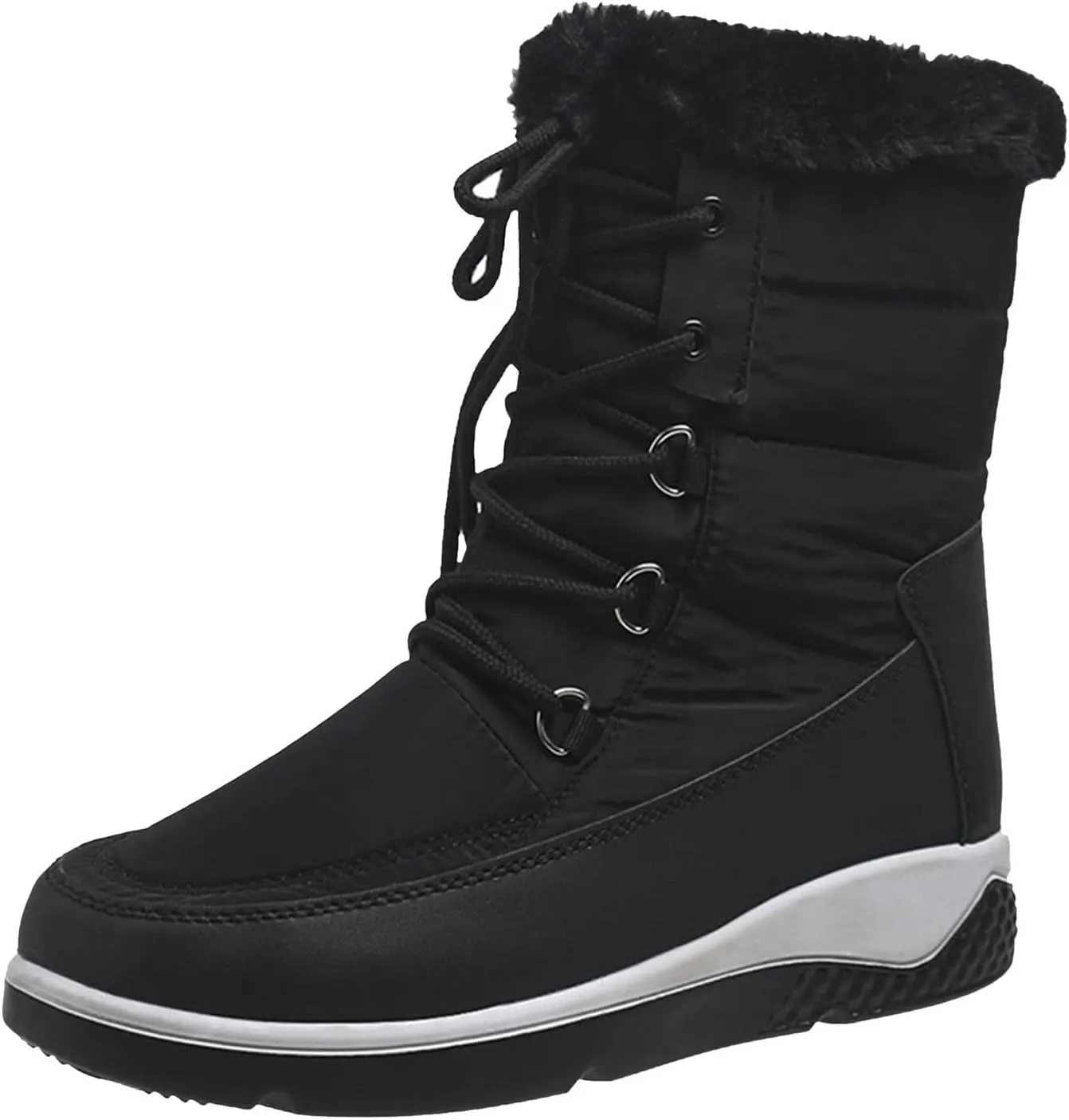 Womens Snow Boots Waterproof Insulated Hiking Womens Waterproof Snow Boots Slip on Furry Winter Boots Woman Winter Leather Knee High Winter Boots Botas Impermeables Para Mujeres