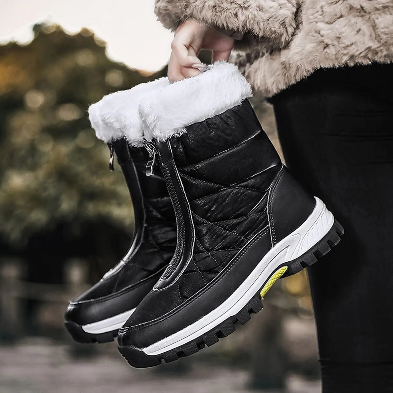 Womens Snow Boots Waterproof Insulated Pull on Snow Booties for Women 2023 Womens Winter Booties Slip on Waterproof Boots for Women Wide Width Womens Tall Winter Boots