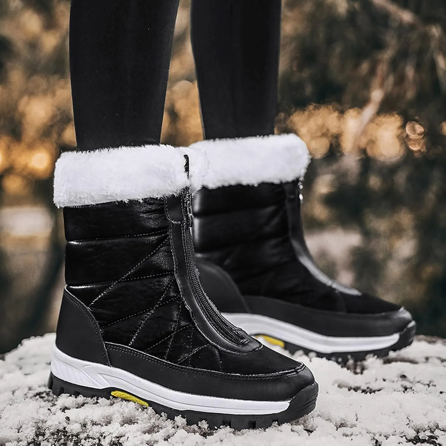 Womens Snow Boots Waterproof Insulated Pull on Snow Booties for Women 2023 Womens Winter Booties Slip on Waterproof Boots for Women Wide Width Womens Tall Winter Boots