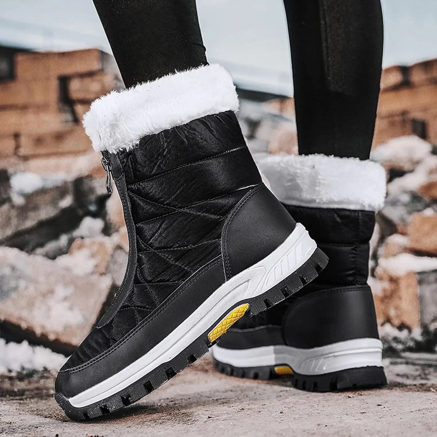 Womens Snow Boots Waterproof Insulated Pull on Snow Booties for Women 2023 Womens Winter Booties Slip on Waterproof Boots for Women Wide Width Womens Tall Winter Boots