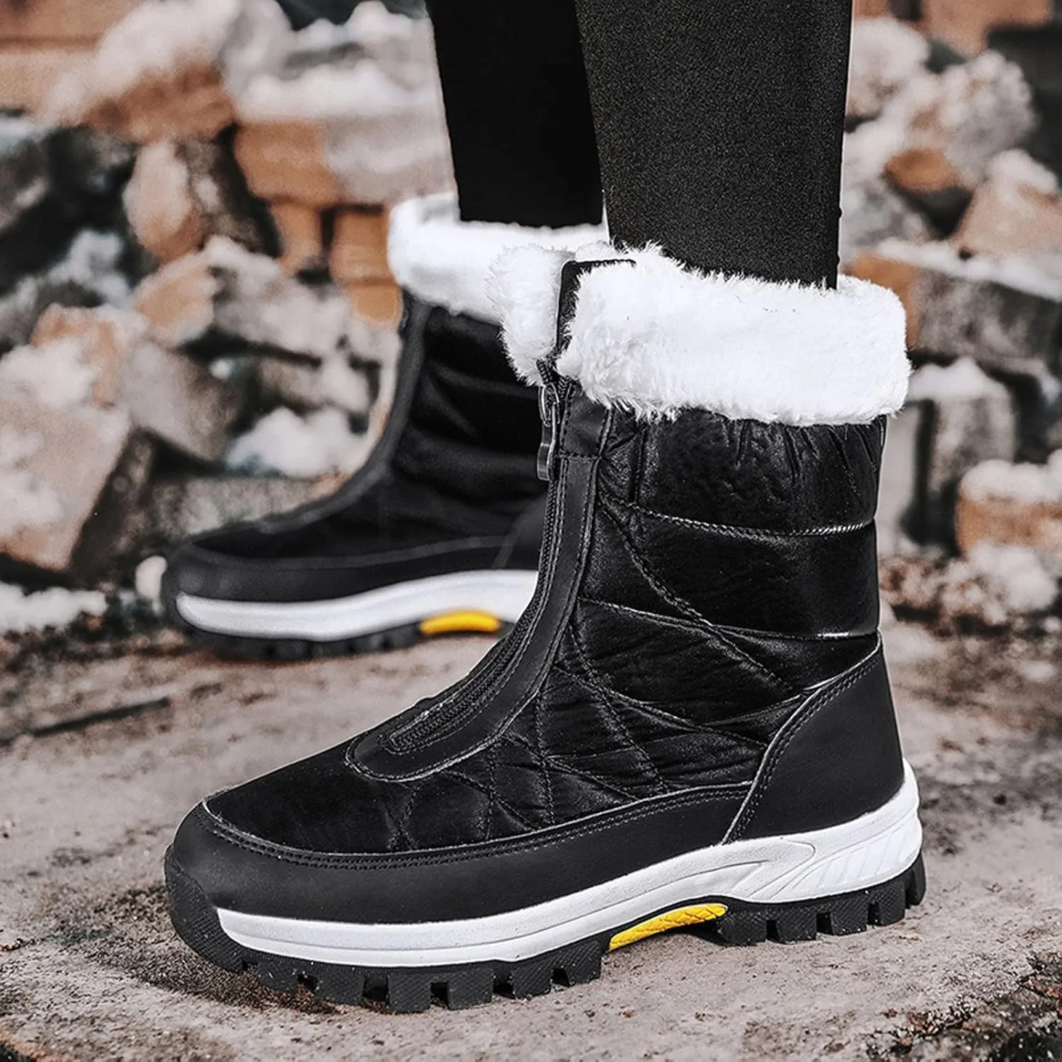 Womens Snow Boots Waterproof Insulated Pull on Snow Booties for Women 2023 Womens Winter Booties Slip on Waterproof Boots for Women Wide Width Womens Tall Winter Boots