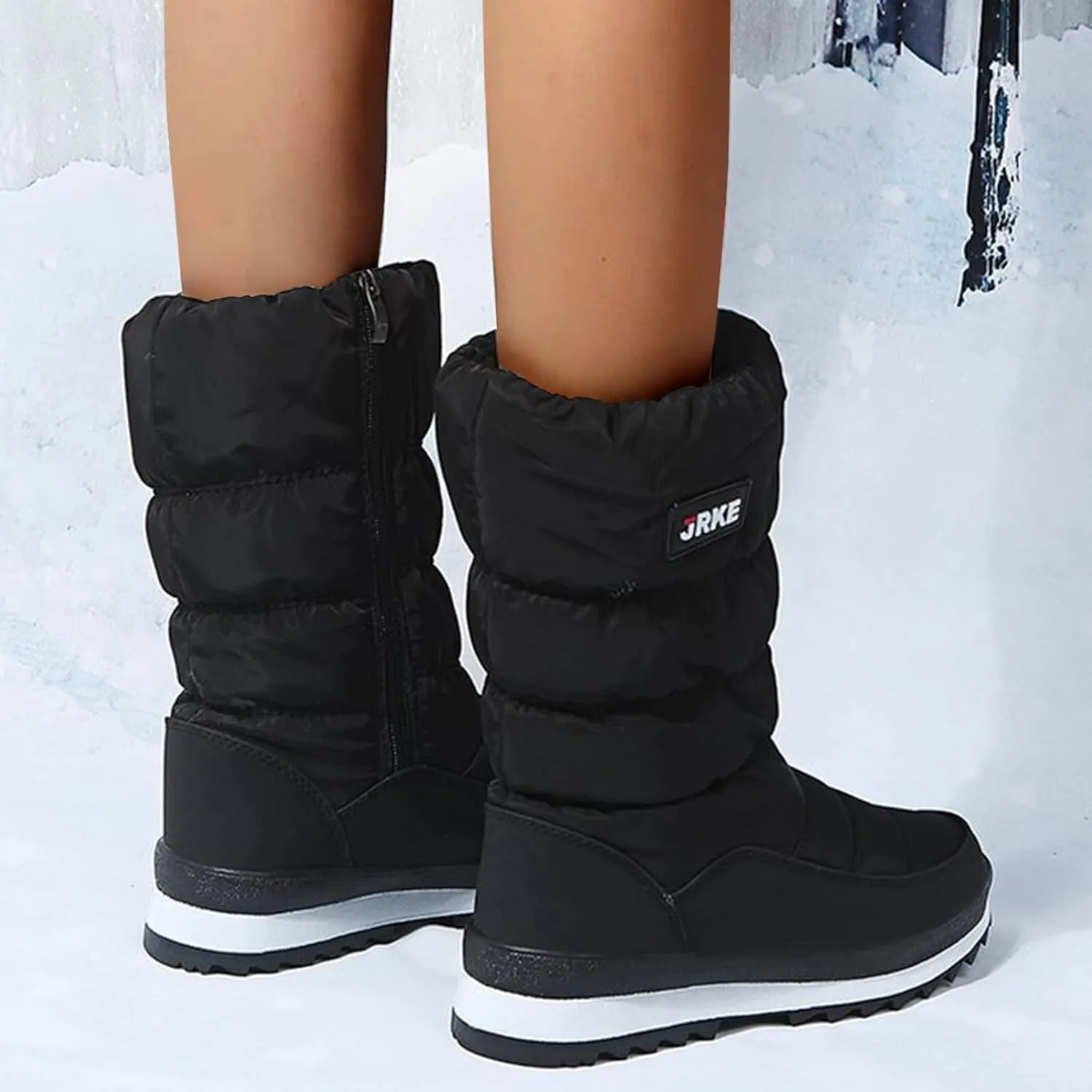 Women's Snow Boots Waterproof Mid Calf Anti-slip Winter Boots Classic Warm Fur Booties Winter Warm Outdoor Ankle Boots Thickening Winter Shoes Walking Hiking Booties