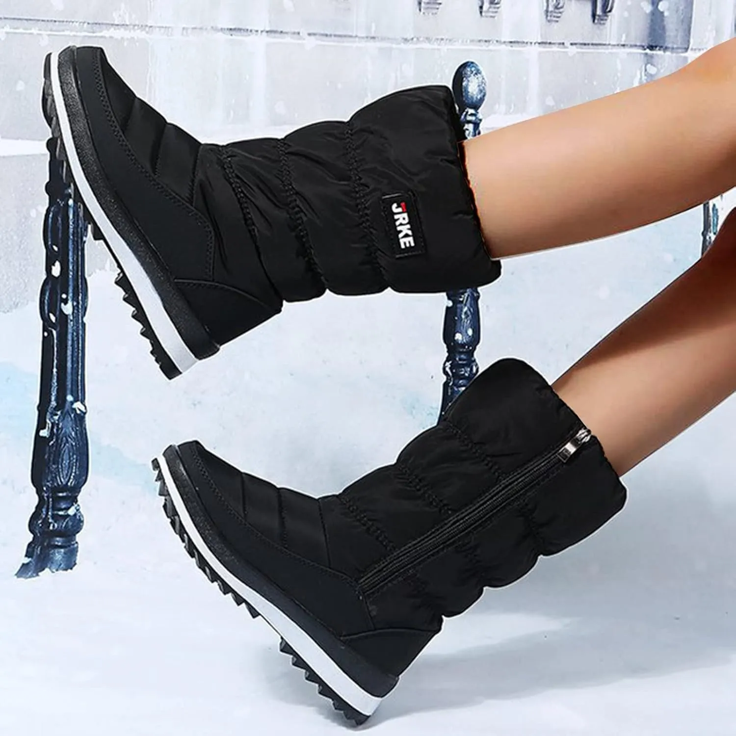 Women's Snow Boots Waterproof Mid Calf Anti-slip Winter Boots Classic Warm Fur Booties Winter Warm Outdoor Ankle Boots Thickening Winter Shoes Walking Hiking Booties