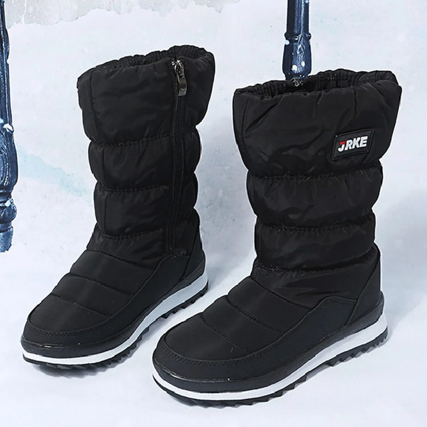 Women's Snow Boots Waterproof Mid Calf Anti-slip Winter Boots Classic Warm Fur Booties Winter Warm Outdoor Ankle Boots Thickening Winter Shoes Walking Hiking Booties