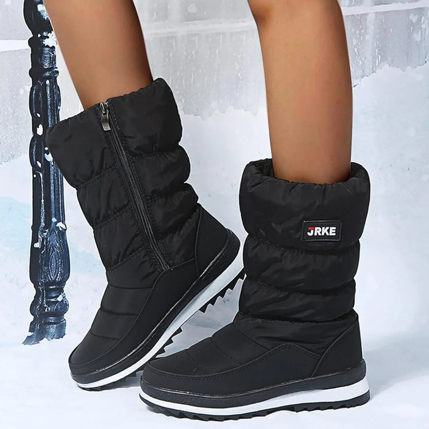 Women's Snow Boots Waterproof Mid Calf Anti-slip Winter Boots Classic Warm Fur Booties Winter Warm Outdoor Ankle Boots Thickening Winter Shoes Walking Hiking Booties