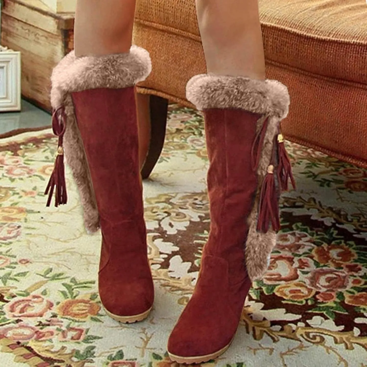 Womens Snow Boots Waterproof Snow Boots for Women Size 7 Wide Warm Winter Boots Women Size 11 Mid Calf Winter Boots for Women Waterproof Snow Non Slip Botas Termicas Para Mujer Con Casquillo