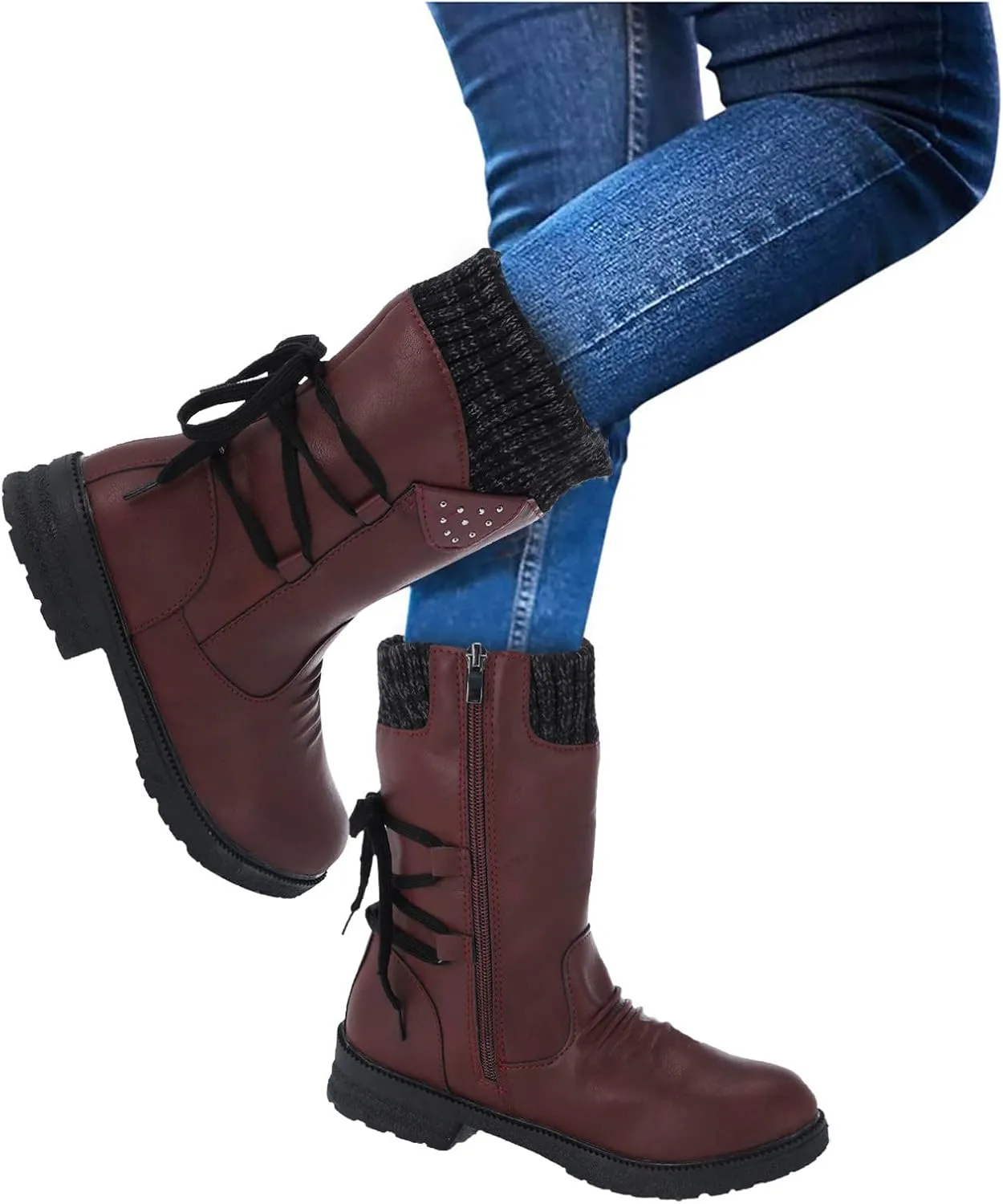 Women's Snow Boots Wide Width 9.5 Women's Snow Boots Ankle Short Fur Boots Womens Insulated Snow Boots Size 9 Outdoor Boots Women Brown Botas De Invierno Para Mujer Negras Largas