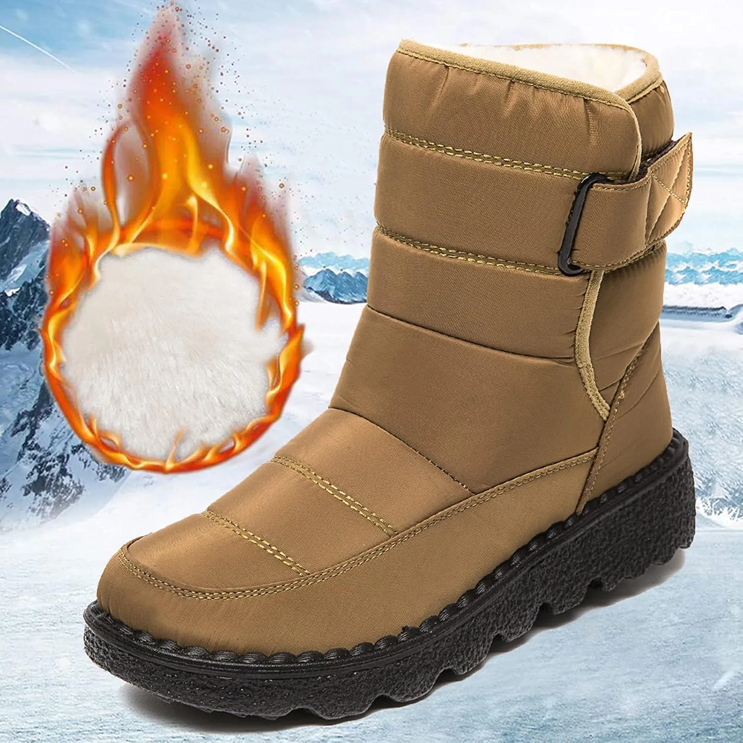 Womens Snow Boots Wide Width Zipper Womens Black Snow Boots with Fur Winter Shoes for Women Waterproof Snow Non Slip Women Boots Winter Cute Womens Insulated Waterproof Boots