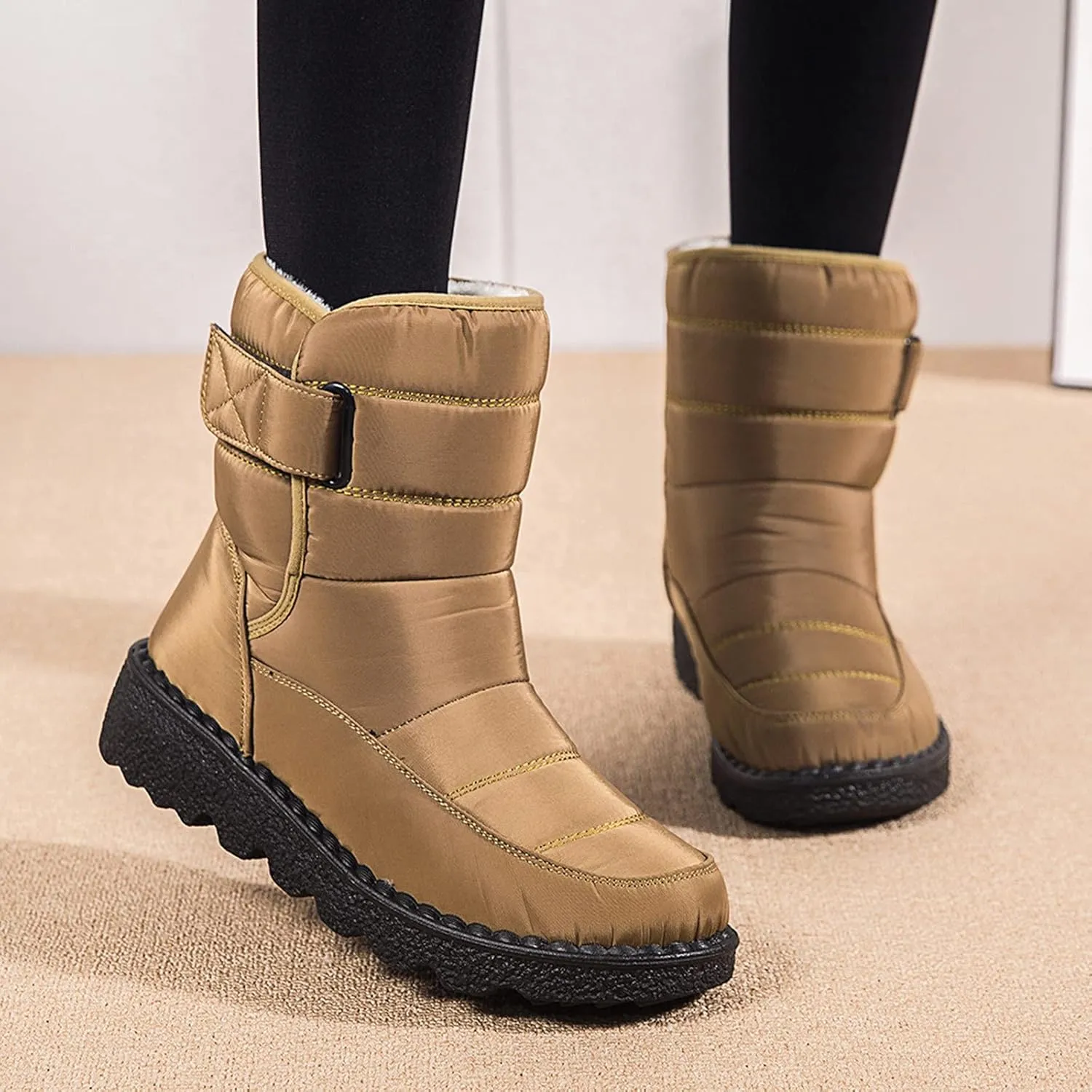 Womens Snow Boots Wide Width Zipper Womens Black Snow Boots with Fur Winter Shoes for Women Waterproof Snow Non Slip Women Boots Winter Cute Womens Insulated Waterproof Boots