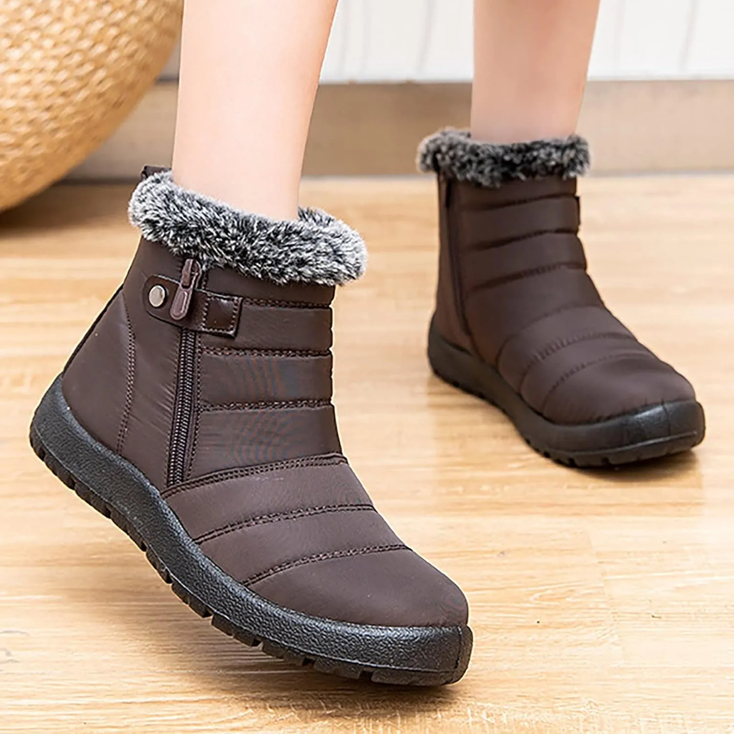 Womens Snow Knee High Winter Boots Ladies Waterproof Warm Fur Lined Non Slip Winter Boots Wide Slip on Boots for Women Ankle Booties Winter Winter Boot Women Fur Botas De Invierno Y Nieve Para Mujer