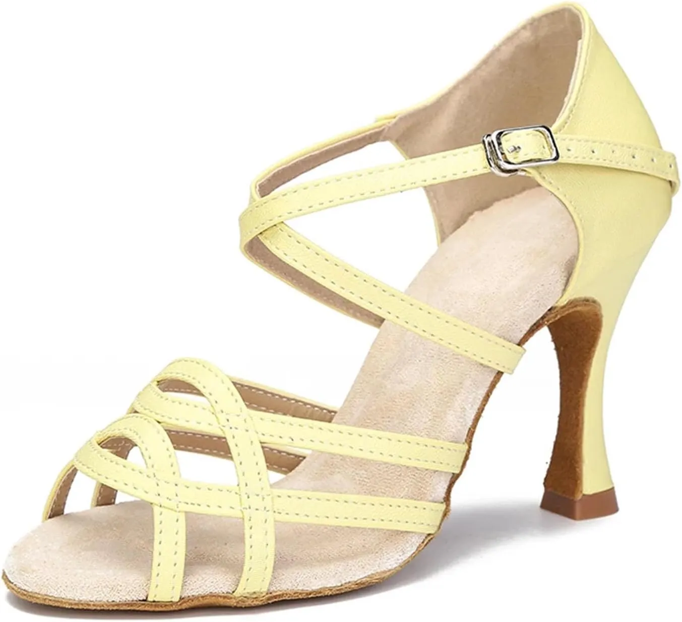 Women's Soft Sole Latin Dance Shoes - Tango Salsa Purple Party Sandals, 10CM/3.9Inch Heel Height
