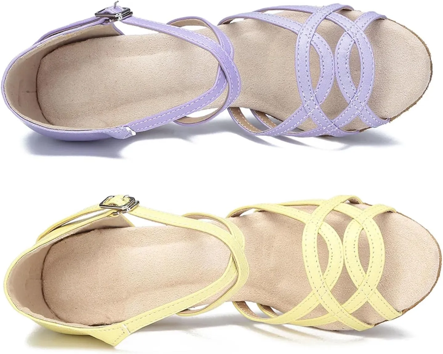 Women's Soft Sole Latin Dance Shoes - Tango Salsa Purple Party Sandals, 10CM/3.9Inch Heel Height