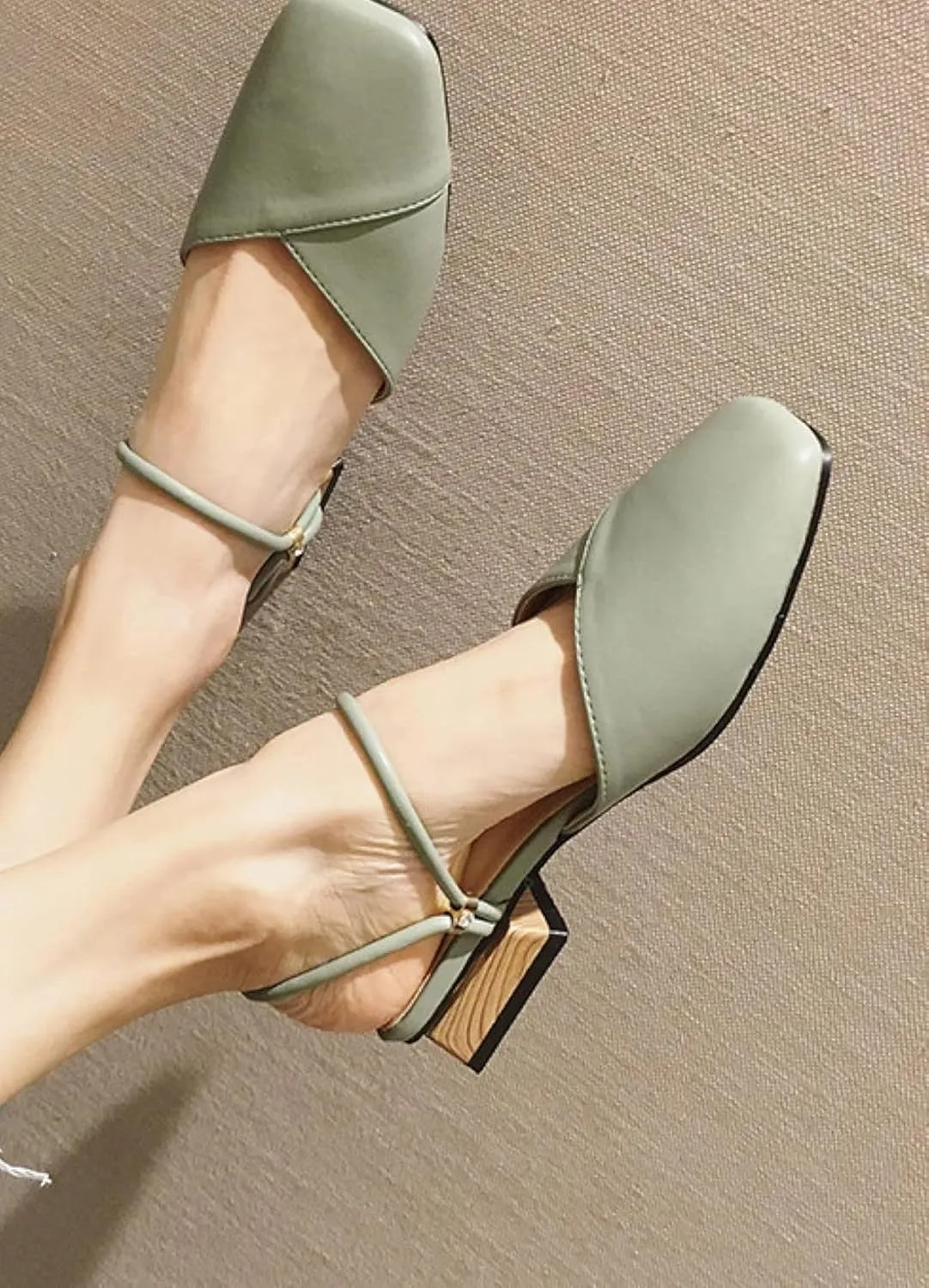 Women's Square Toed Sloping Back Low Heel Comfortable Double Strap Skate Sandals for Girls Skate Boots