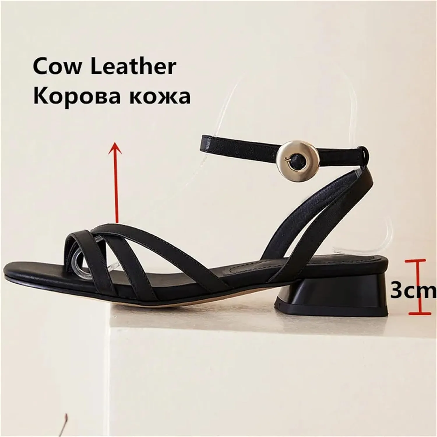 Women's Vintage Buttoned Sandals - Thick Heels Summer, Wedding Office Lady Fashion