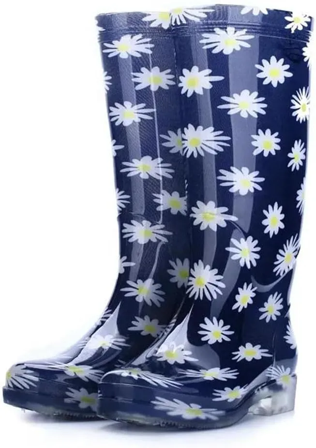 Women's Waterproof Lightweight Knee-High Garden Shoes Woman Flower Rubber Platform Work Boot