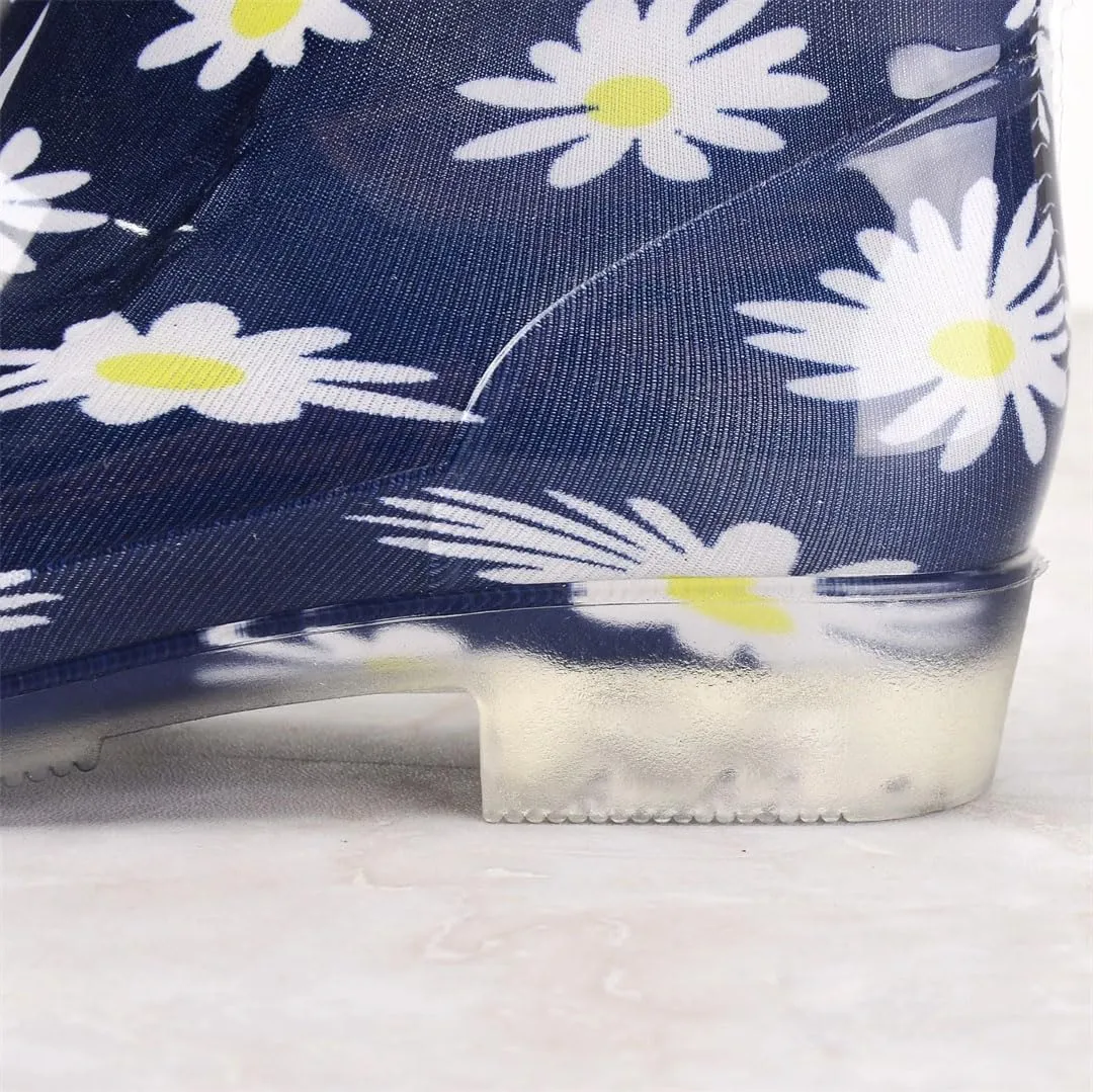 Women's Waterproof Lightweight Knee-High Garden Shoes Woman Flower Rubber Platform Work Boot