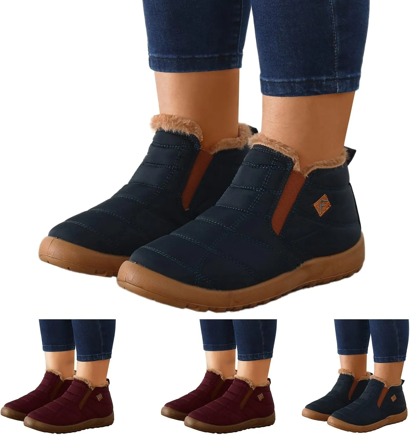 Womens Wide Size 10.5 Snow Boots Zippered Snow Boots for Women Waterproof Insulated Woman Winter Boots Wide Winter Womens Boots Ankle Botas De Mujer Para El Frio Y Agua