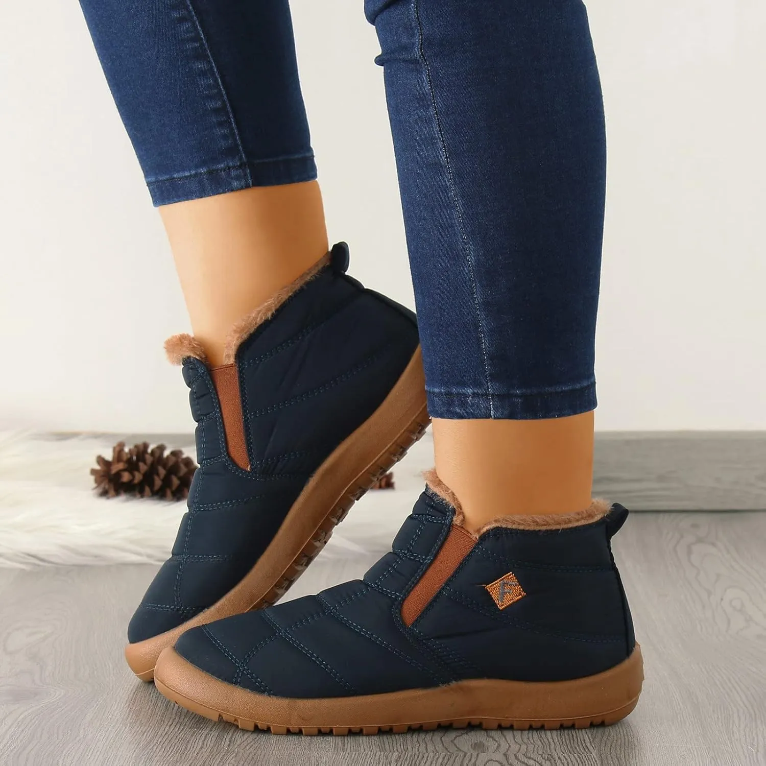 Womens Wide Size 10.5 Snow Boots Zippered Snow Boots for Women Waterproof Insulated Woman Winter Boots Wide Winter Womens Boots Ankle Botas De Mujer Para El Frio Y Agua