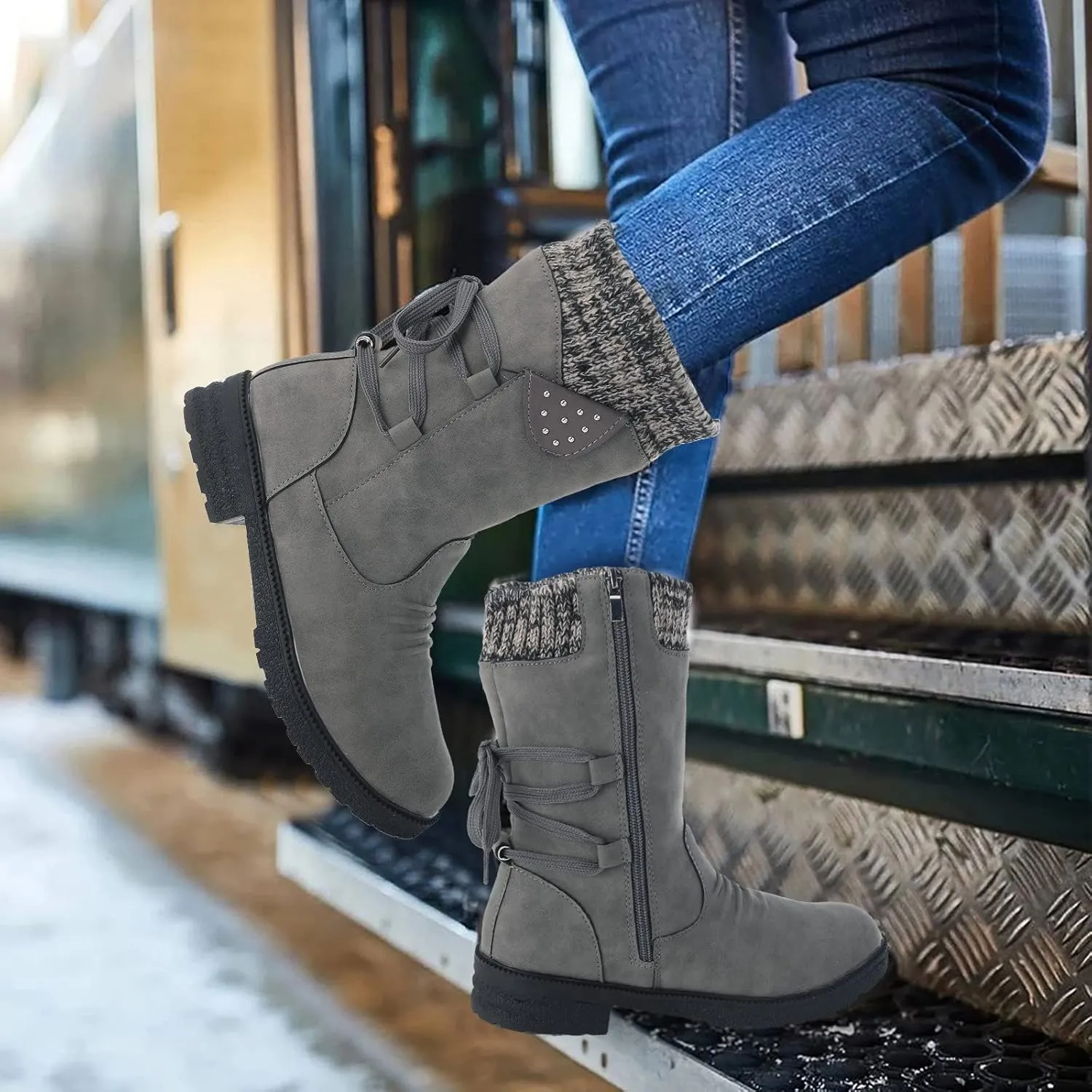 Women's Wide Width Go Snow Boots Womens Hiking Boots Waterproof Winter Boots for Women Snow Comfortable Ankle Boots for Women Walking All Day Waterproof Botas De Invierno Para Mujer Con Tacones
