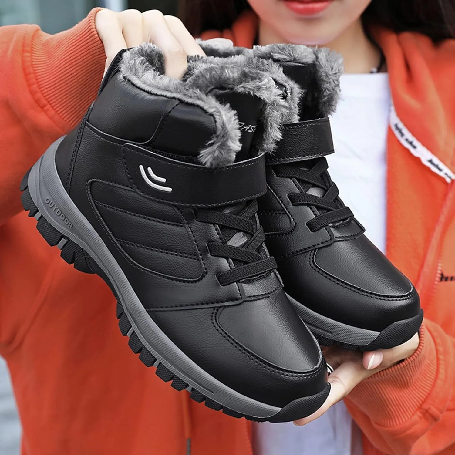 Womens Winter Boots Waterproof Wide Calf Winter Snow Boots for Women Size 12 Womens Winter Booties with Fur Women Boots Winter Slip on Botas Para Mujer De Invierno Para La Nieve
