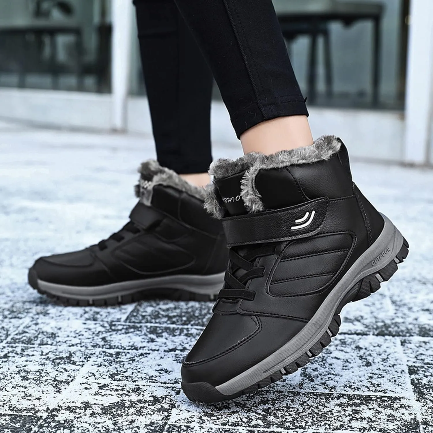Womens Winter Boots Waterproof Wide Calf Winter Snow Boots for Women Size 12 Womens Winter Booties with Fur Women Boots Winter Slip on Botas Para Mujer De Invierno Para La Nieve