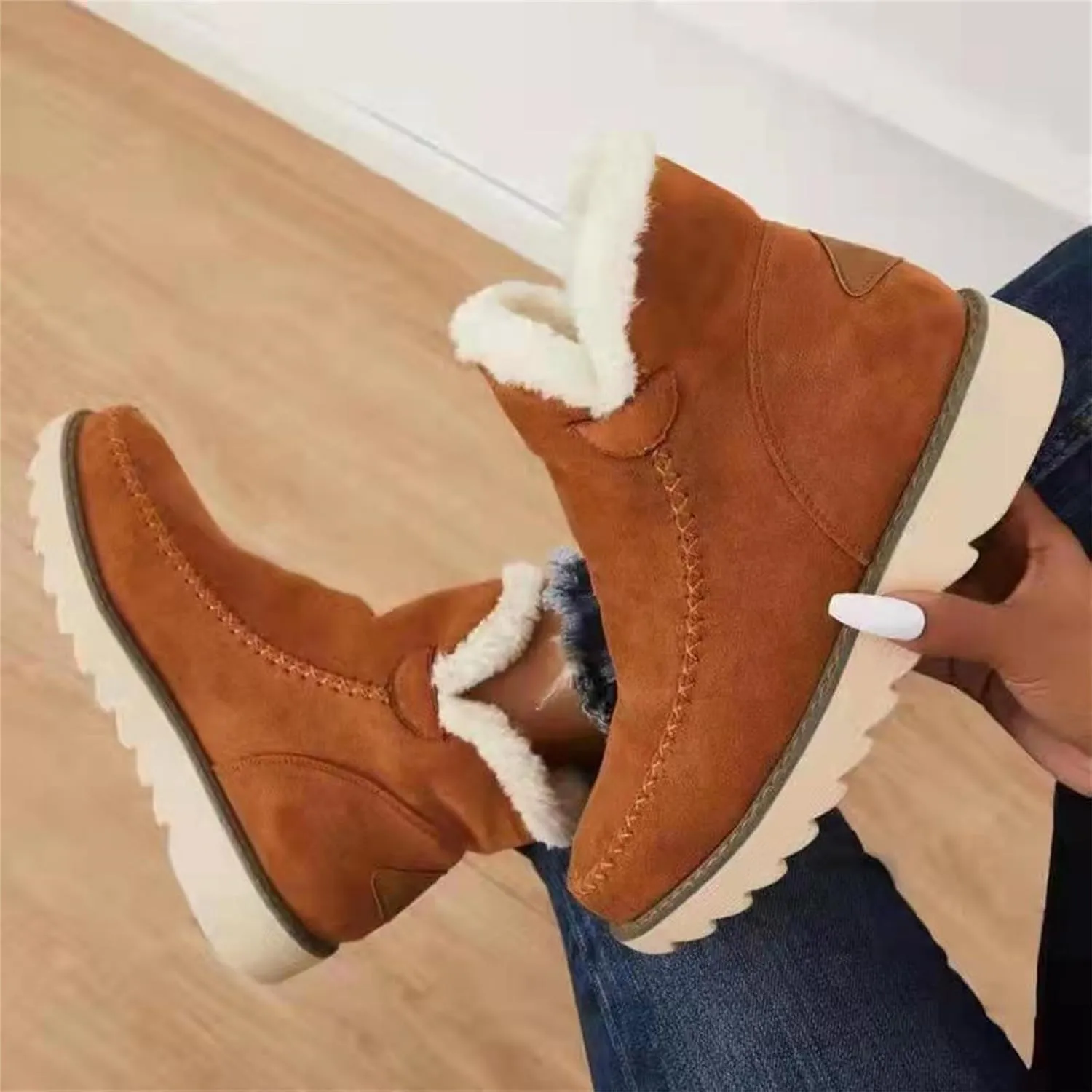 Womens Winter Boots Waterproof Wide Leg Women's Waterproof Boots Tall Winter Boots for Women 2023 No Heel Pink Winter Boots for Women Heels Warm Snow Boots for Women