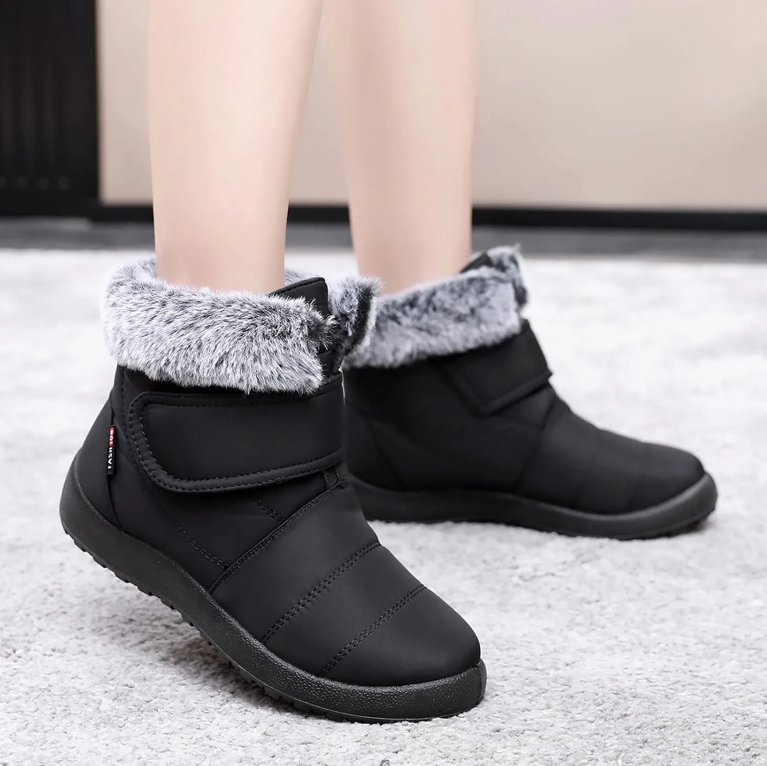 Womens Winter Snow Boots Size 11 Women's Black Waterproof Snow Boots Snow Boots for Women Size 7.5 Fur Boots Heels for Women Winter Botas De Invierno Para Mujer Negras Largas