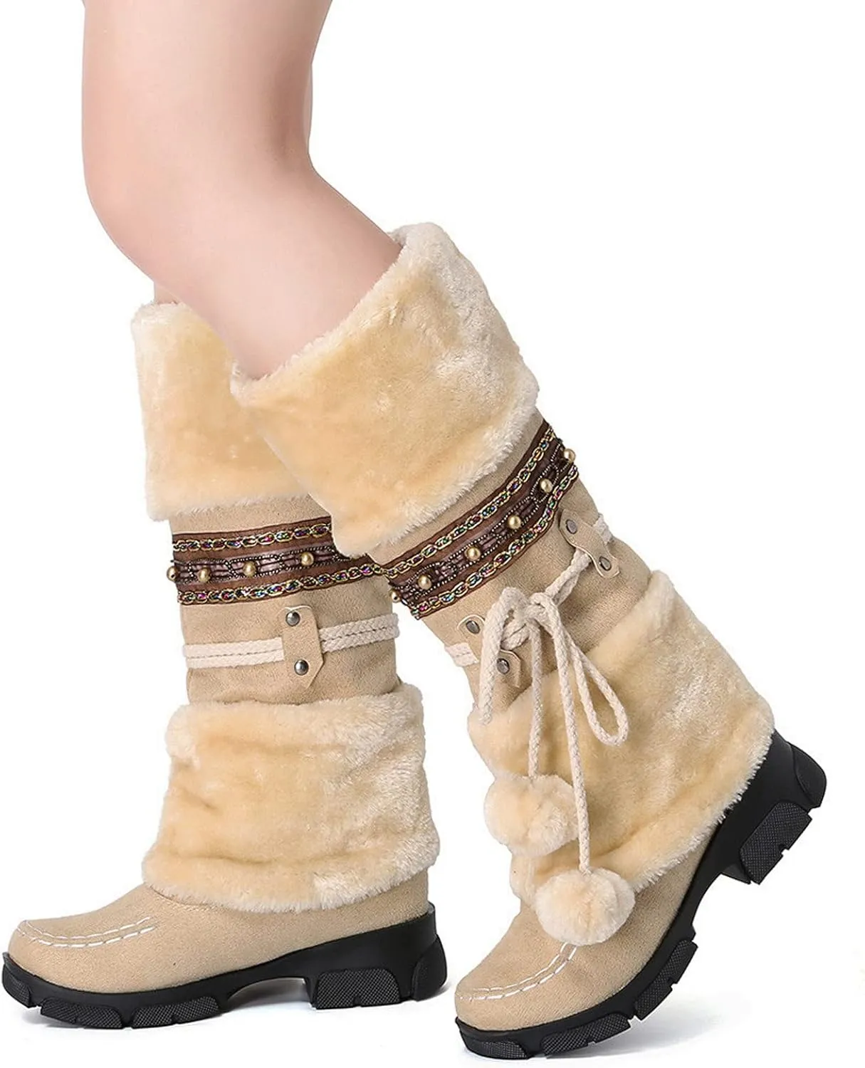 Womens Winter Snow Boots Waterproof Womens Boots Winter 2023 Warm Winter Boots Women Knee High Winter Womens Boots Slip on Plus Size Snow Boots Extra Wide Calf