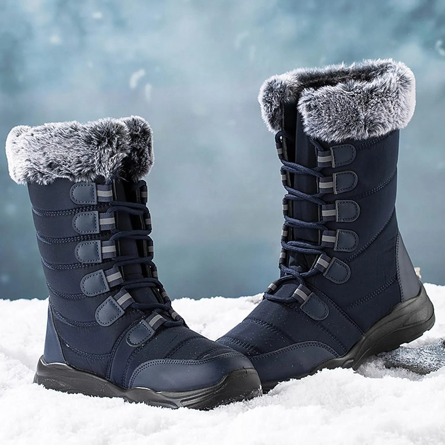 Womens Winter Snow Boots Waterproof Womens Boots Winter 2023 Warm Winter Boots Women Knee High Winter Womens Boots Slip on Plus Size Snow Boots Extra Wide Calf