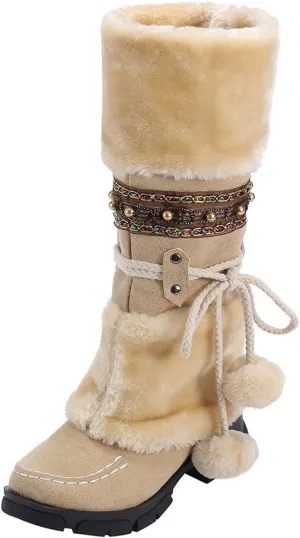 Womens Winter Snow Boots Waterproof Womens Boots Winter 2023 Warm Winter Boots Women Knee High Winter Womens Boots Slip on Plus Size Snow Boots Extra Wide Calf