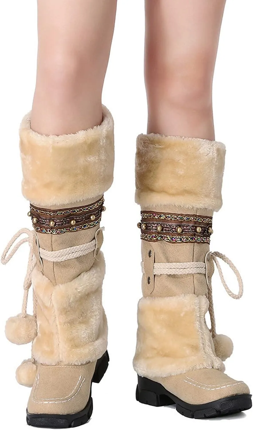 Womens Winter Snow Boots Waterproof Womens Boots Winter 2023 Warm Winter Boots Women Knee High Winter Womens Boots Slip on Plus Size Snow Boots Extra Wide Calf