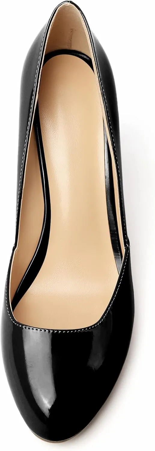 YODEKS Women's High Heel Pumps, Round Toe Slip on, D'Orsay for Work Casual Daily Life Party Dress Shoes