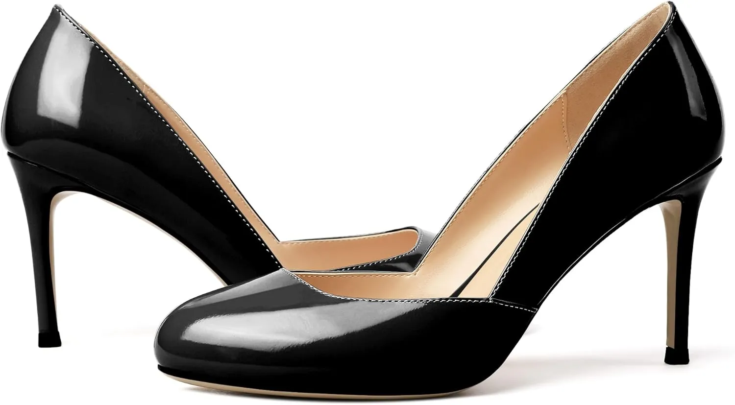 YODEKS Women's High Heel Pumps, Round Toe Slip on, D'Orsay for Work Casual Daily Life Party Dress Shoes