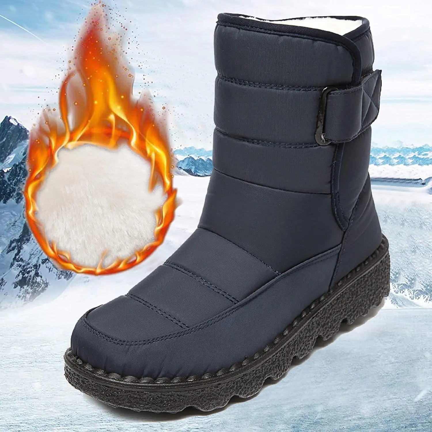 Zipper Winter Boots for Women Waterproof Snow Women's Winter Boots Waterproof Wide Width Womens Slip on Winter Boots Ankle Wide Snow Boots for Women Wide Width Botas De Trabajo En La Nieve Para Mujer