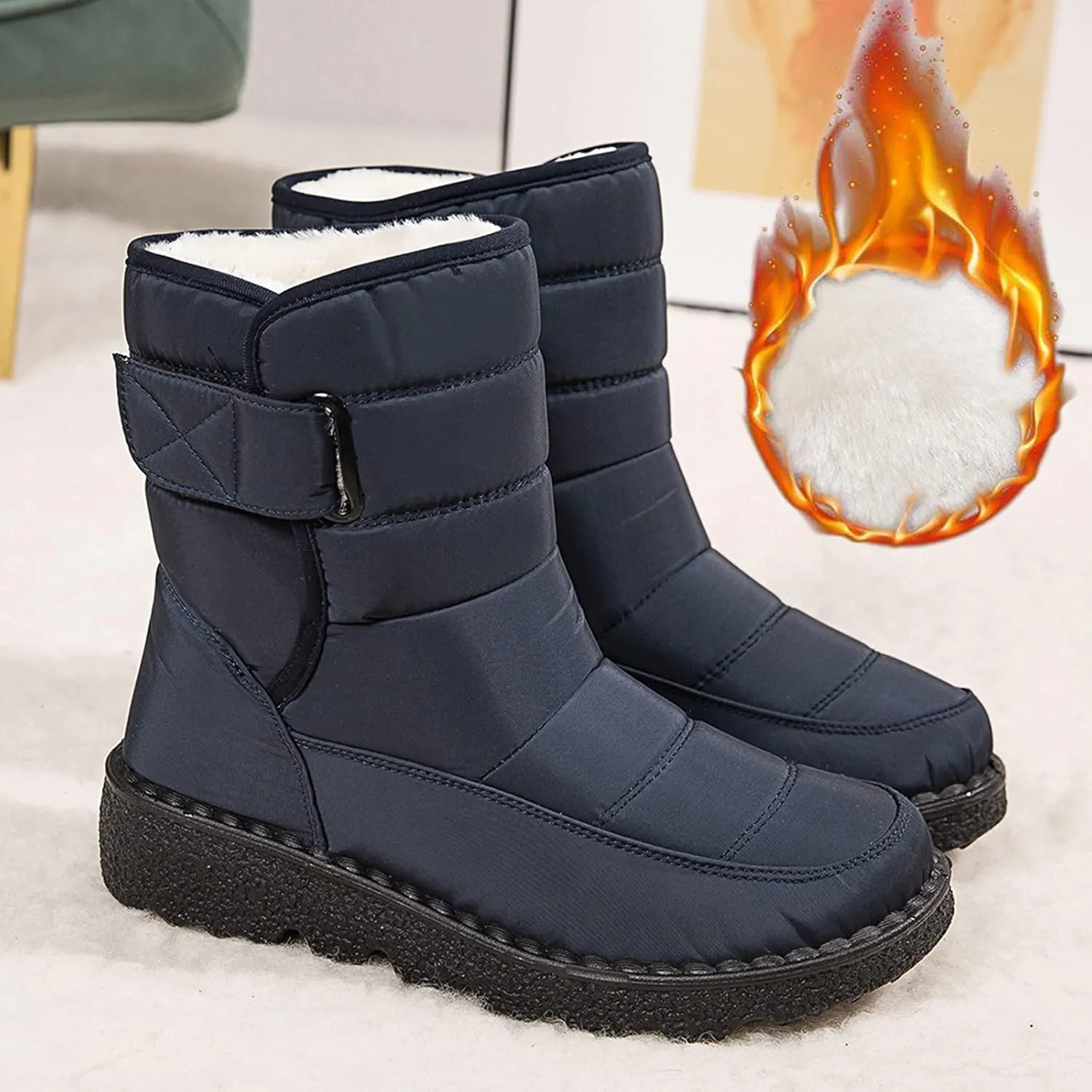 Zipper Winter Boots for Women Waterproof Snow Women's Winter Boots Waterproof Wide Width Womens Slip on Winter Boots Ankle Wide Snow Boots for Women Wide Width Botas De Trabajo En La Nieve Para Mujer
