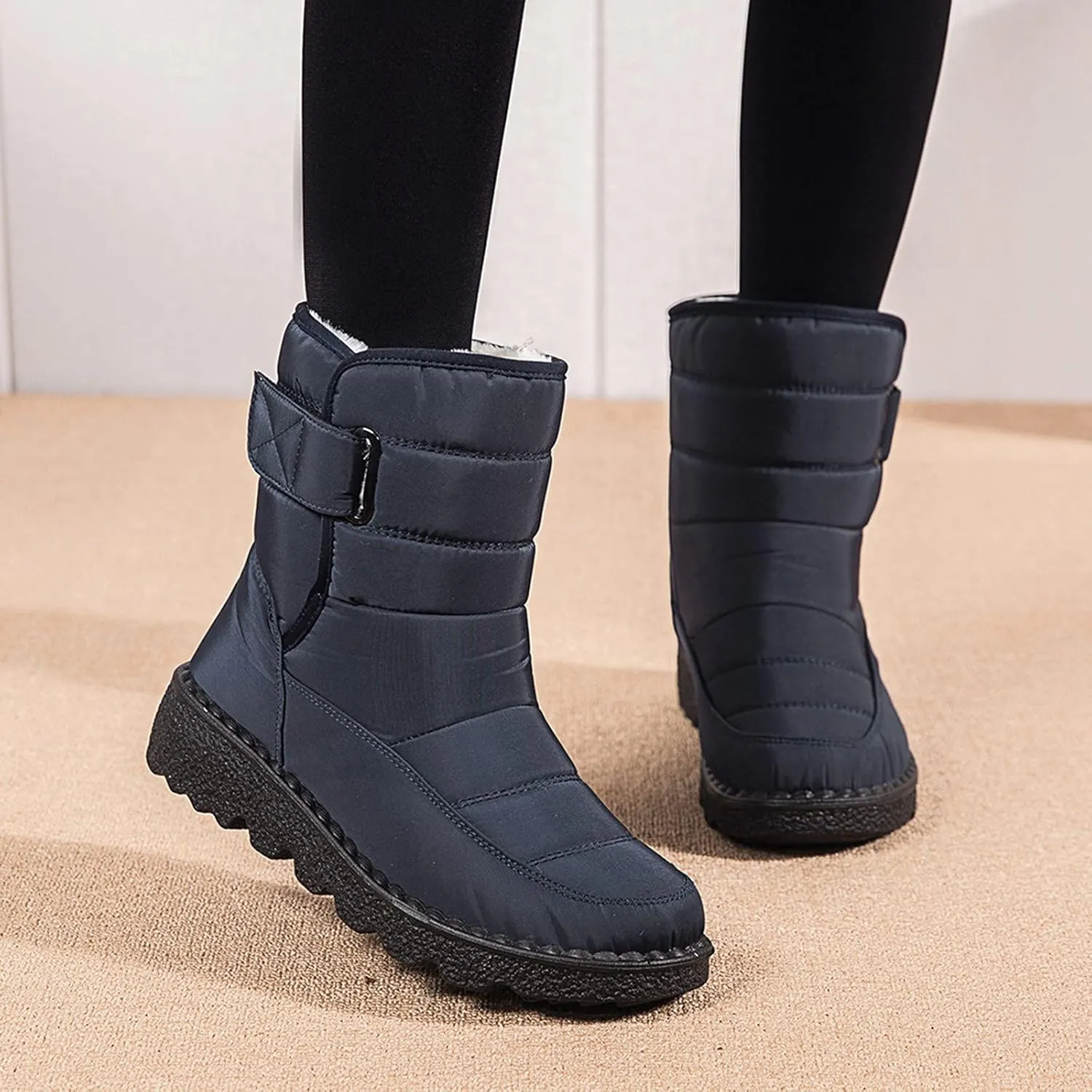 Zipper Winter Boots for Women Waterproof Snow Women's Winter Boots Waterproof Wide Width Womens Slip on Winter Boots Ankle Wide Snow Boots for Women Wide Width Botas De Trabajo En La Nieve Para Mujer