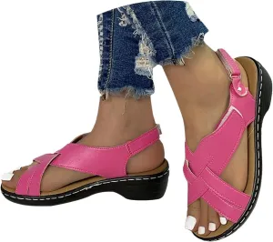 ZSpzx Women's Orthopedic Arch Support Sandals Comfortable for Women Foot Plantar Fasciitis Bunion Slide Open Toe Crisscross Straps Slip On Dressy Summer Adjustable Walking Casual Orthotic Beach Shoes